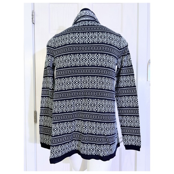 Moving Sale!! EUC Anthro  Skies Are Blue Drape Front Cardigan Sweatr B&W Small - Picture 2 of 12
